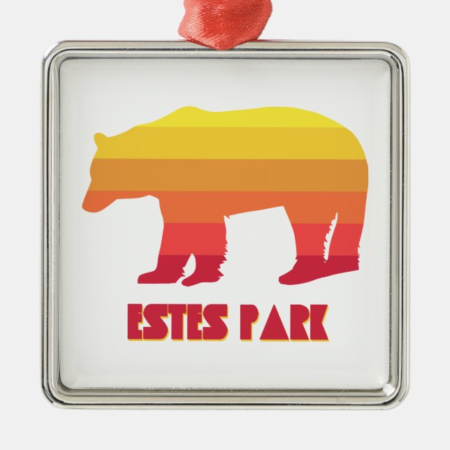 Estes Park Colorado Rainbow Bear Metal Ornament (Front)