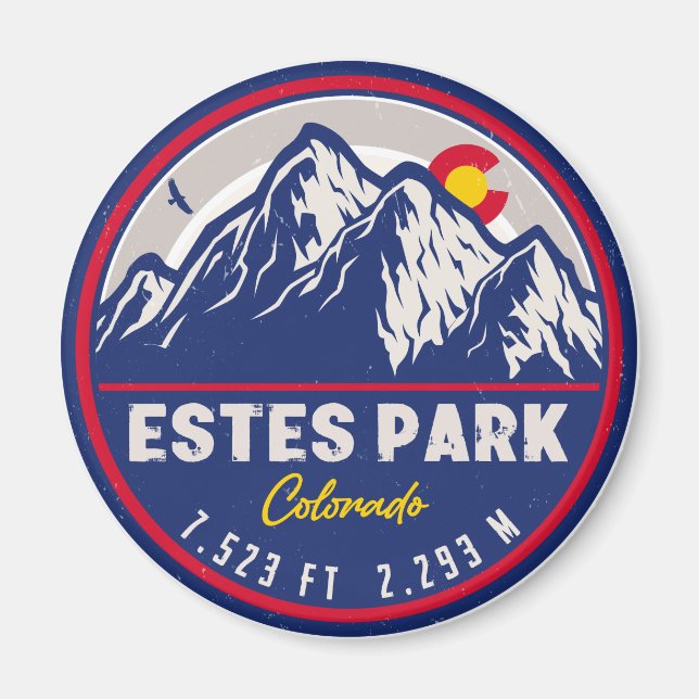 Estes Park Colorado Retro Sunset Souvenirs Magnet (Front)