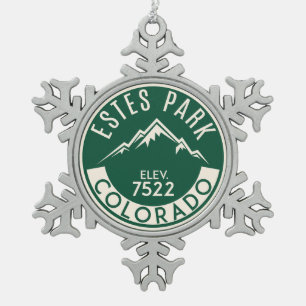 Estes Park Colorado Rocky Mountains National Park Snowflake Pewter Christmas Ornament