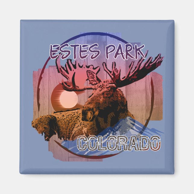 Estes Park Colorado rustic moose magnet (Front)