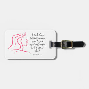 Esther 4:14 Scripture Bible Verse Pink Silhouette Luggage Tag