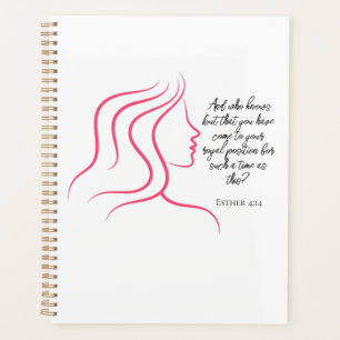 Esther 4:14 Scripture Bible Verse Pink Silhouette Planner