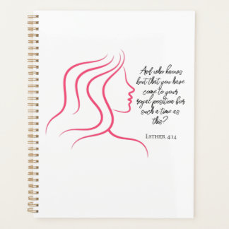 Esther 4:14 Scripture Bible Verse Pink Silhouette  Planner