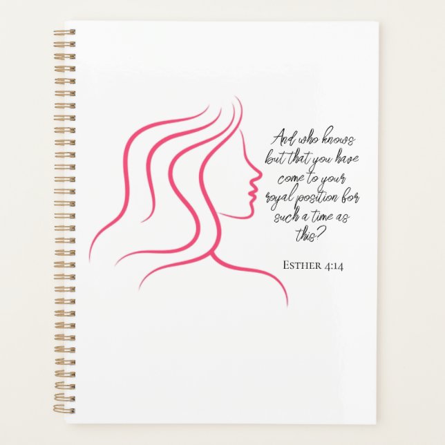 Esther 4:14 Scripture Bible Verse Pink Silhouette  Planner (Front)