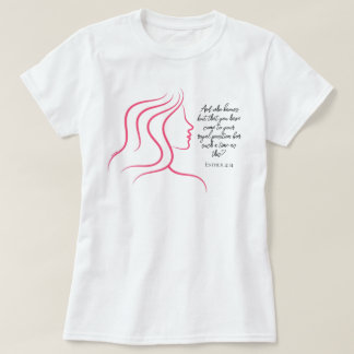 Esther 4:14 Scripture Bible Verse Pink Silhouette T-Shirt