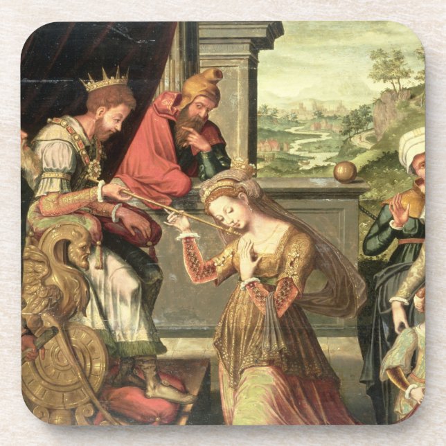 Esther before King Ahasuerus with Haman being sent Coaster (Front)