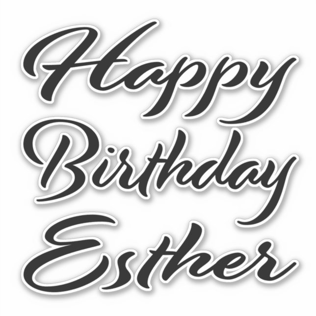 Esther Name First Name black sticker birthday (Front)