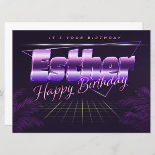 Esther Name First Name pura retro Map Birthday Card