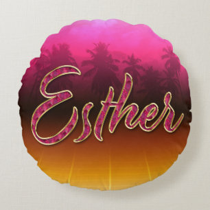 Esther Vorname Name golden pink Kissen Round Cushion
