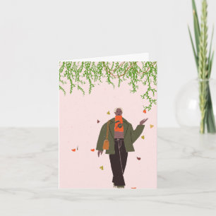 Esthetic Fall Fashion Girl Thank You Card Folde