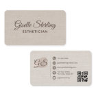 Esthetician Beige Linen Modern Elegant QR Code