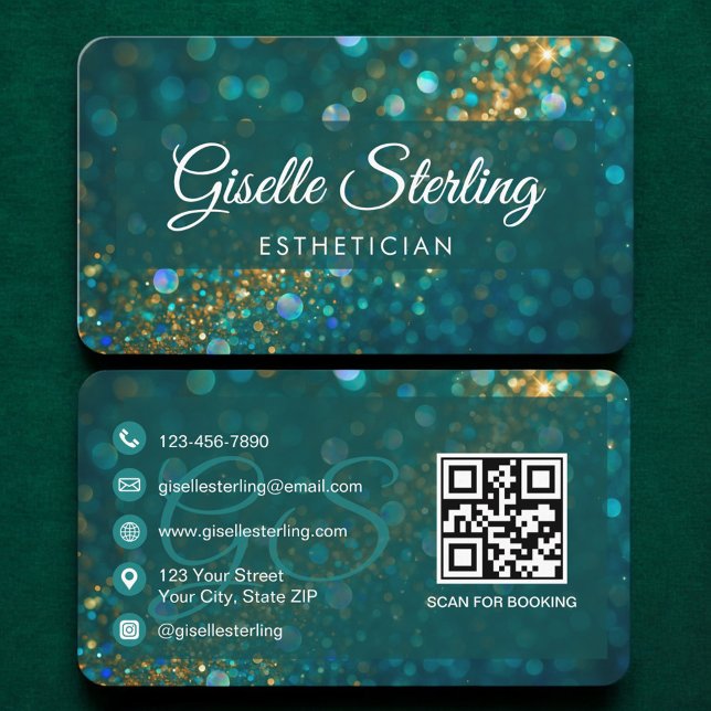 Esthetician Green QR Code Business Card (Creator Uploaded)