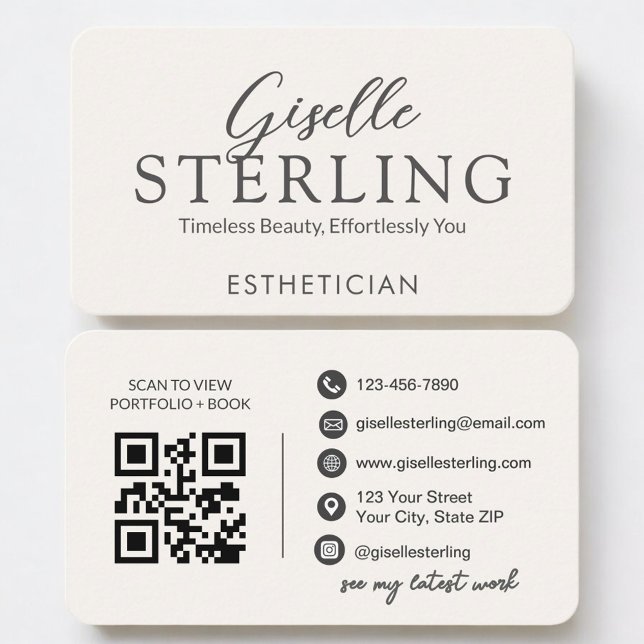 Esthetician Neutral QR Code Business Card (Creator Uploaded)
