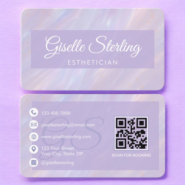 Esthetician Pastel Purple QR Code Business Card (Creator Uploaded)