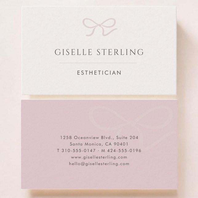 Esthetician Pink Bow Business Card (Creator Uploaded)