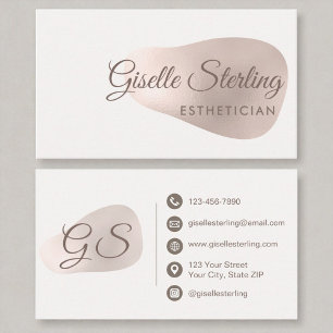Esthetician Rose Gold Foil Blush Abstract Beauty Business Card