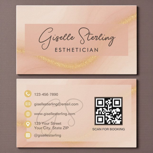Esthetician Watercolor QR Code Business Card (Creator Uploaded)