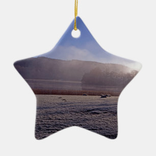 Esthwiate Water Winter Holiday Card Poster Photo B Ceramic Ornament