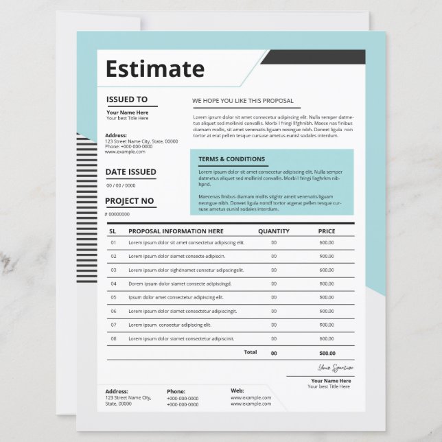 Estimate and Brief Template (Back)