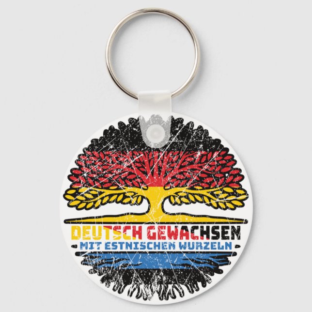 Estland Estnisch Deutschland Deutschland Baum Wurz Key Ring (Front)