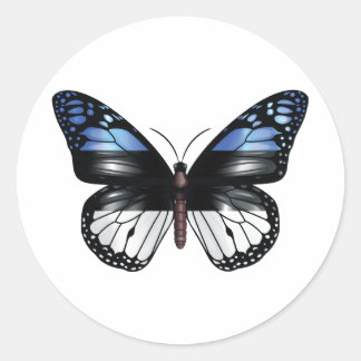 Estonia butterfly monarch flag classic round sticker