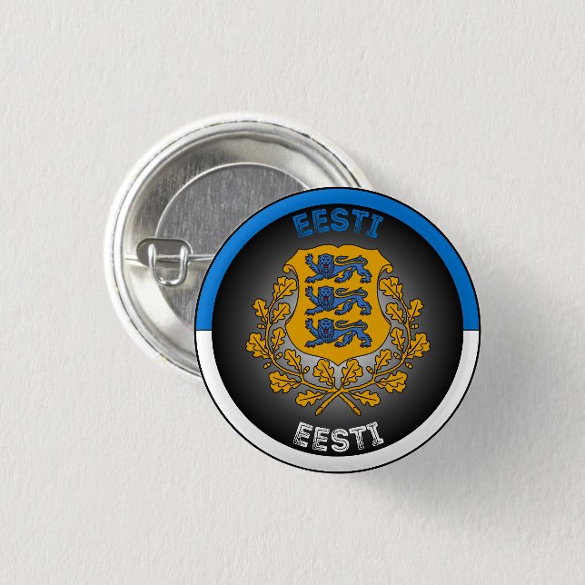Estonia Coat of Arms Circle Shape  3 Cm Round Badge (Front & Back)
