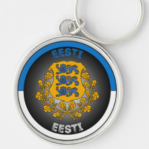 Estonia Coat of Arms Circle Shape Key Ring