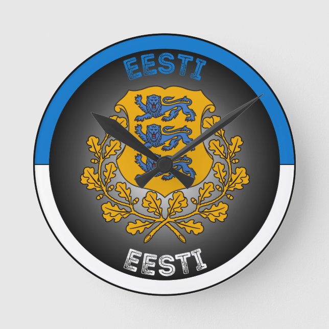Estonia Coat of Arms Circle Shape  Round Clock (Front)