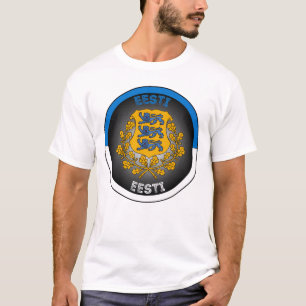 Estonia Coat of Arms Circle Shape T-Shirt