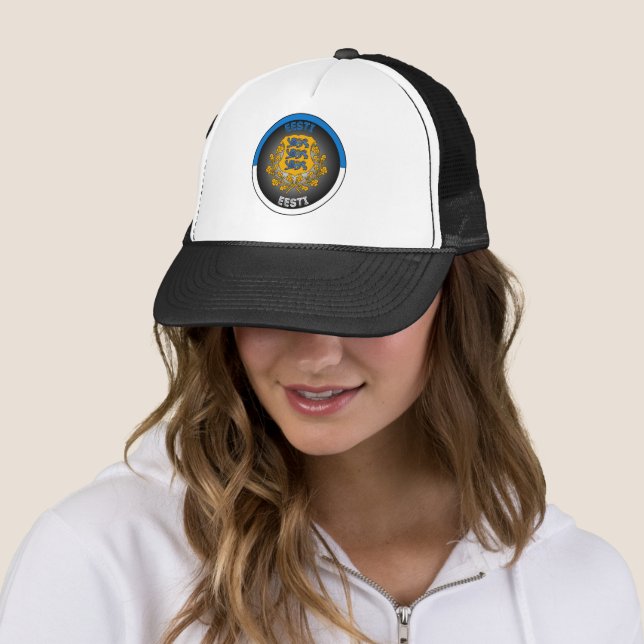 Estonia Coat of Arms Circle Shape  Trucker Hat (In Situ)