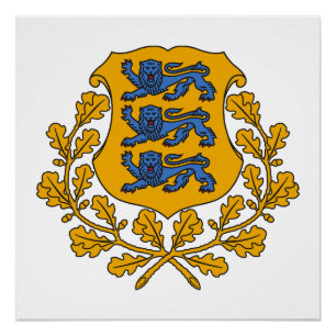 Estonia country coat arms symbol emblem flag poster