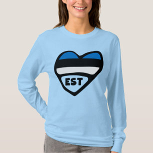 Estonia Country Code Flag Heart, EST T-Shirt