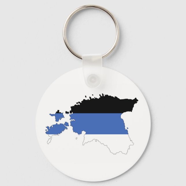 estonia country flag map shape symbol key ring (Front)