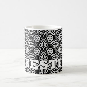 Estonia Eesti Ethnic Black White Knitting Pattern Coffee Mug