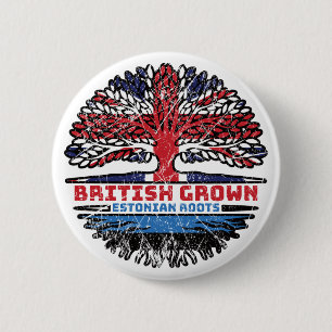 Estonia Estonian British UK Tree Roots Flag 6 Cm Round Badge