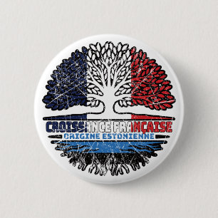 Estonia Estonian  French France Tree Roots Flag 6 Cm Round Badge