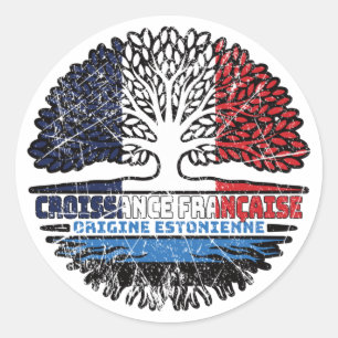 Estonia Estonian  French France Tree Roots Flag Classic Round Sticker