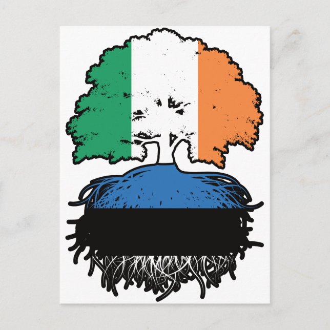 Estonia Estonian Irish Ireland Tree Roots Flag Postcard (Front)