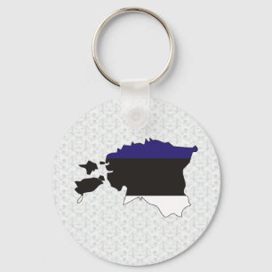 Estonia Flag Map full size Key Ring