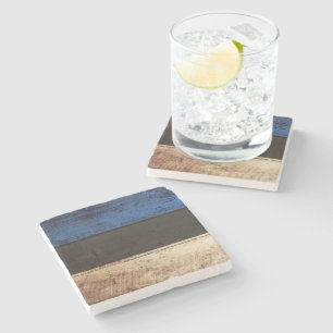 Estonia Flag on Old Wood Grain Stone Coaster