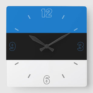 Estonia Flag Patriotic Square Wall Clock