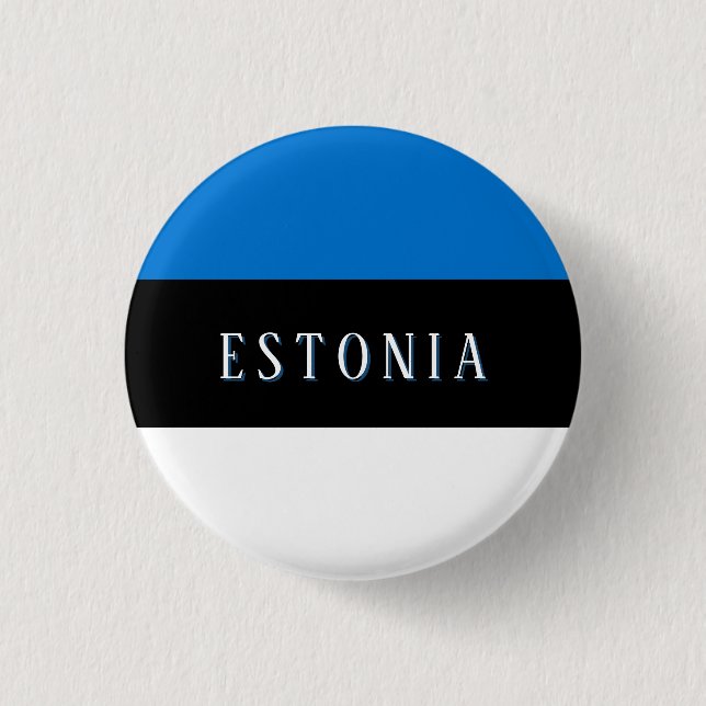 Estonia Flag Pin Button (with text) (Front)