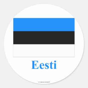Estonia Flag with Name in Estonian Classic Round Sticker