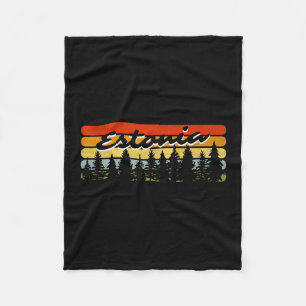 Estonia Forest Sunset Trees Cabin Vacation Souveni Fleece Blanket