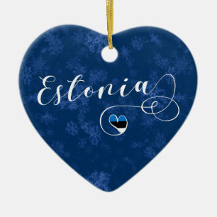 Estonia Heart, Christmas Tree Ornament, Estonian Ceramic Tree Decoration