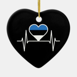 Estonia Heartbeat Estonia Flag Ceramic Ornament