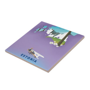 Estonia Illustrated map tourist poster Ceramic Tile