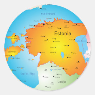 Estonia Map Baltic Country and Cities Classic Round Sticker
