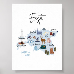 Estonia map poster