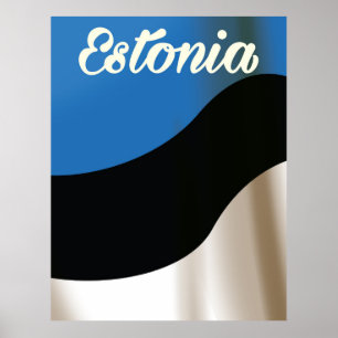 Estonia National flag travel poster